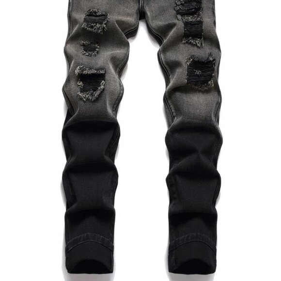 Black Mens Distressed Jeans - Picture 2 of 8